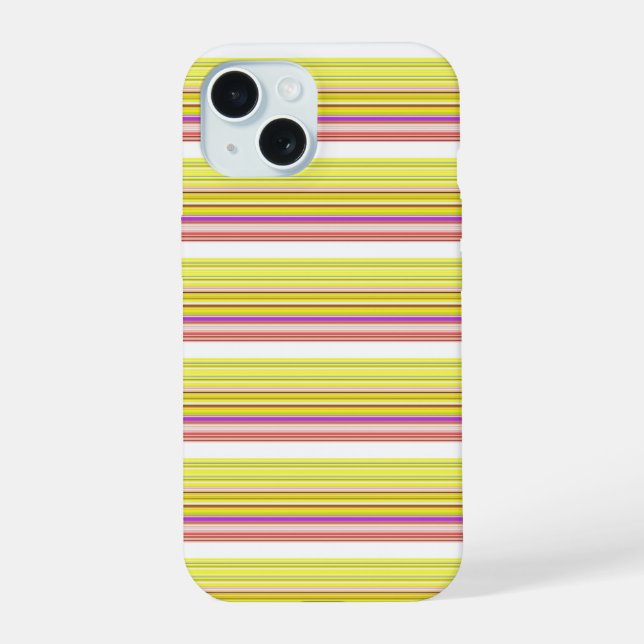 Coque iPhone 15 Jolies rayures blanches jaunes (Verso)