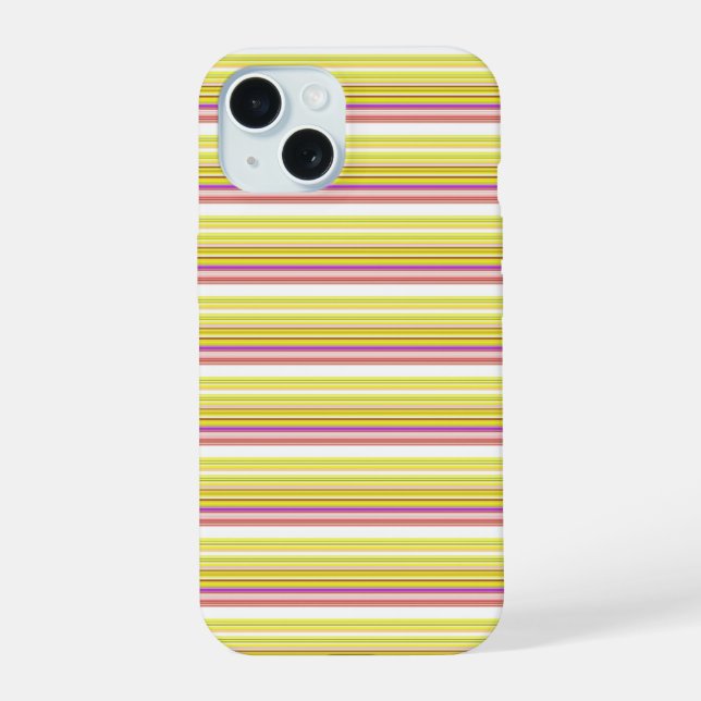 Coque iPhone 15 Jolies rayures blanches jaunes (Verso)