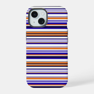 Coque iPhone 15 Jolies rayures bleues orange