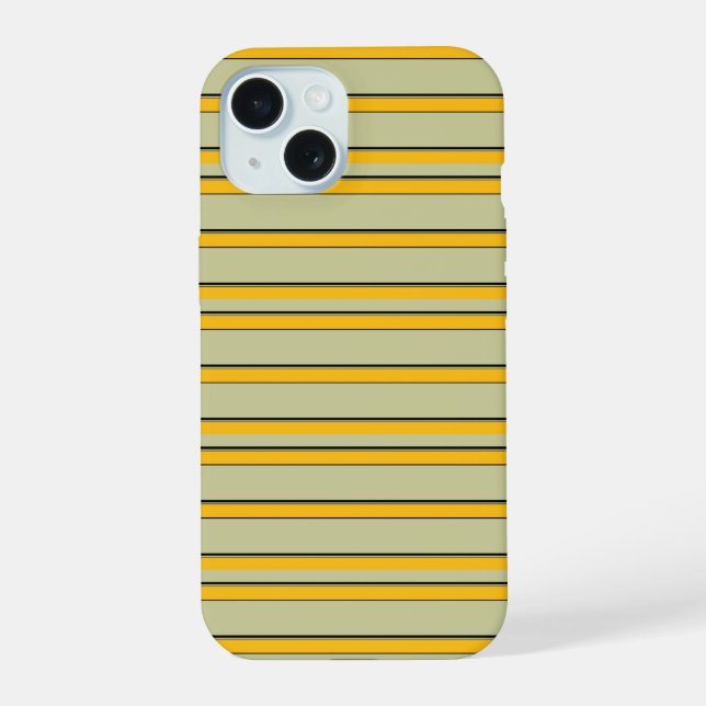Coque iPhone 15 Jolies rayures jaunes modernes (Verso)