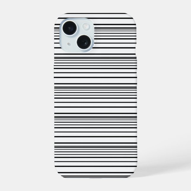 Coque iPhone 15 Jolies rayures noires et blanches (Verso)