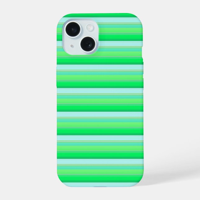 Coque iPhone 15 Jolies rayures vert aqua (Verso)