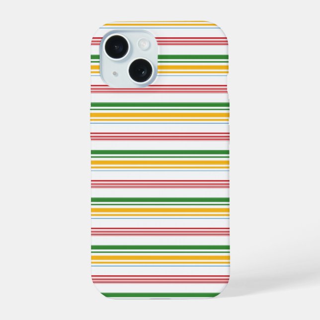 Coque iPhone 15 Jolies rayures vert jaune (Verso)