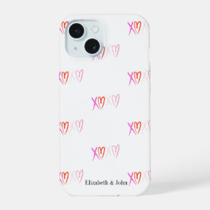 Coque iPhone 15 Jolis cœurs "XOXO" pour la Saint-Valentin