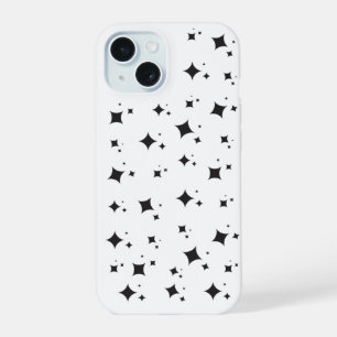 Coque iPhone 15 Jolis Étoiles Noires Dans Motif Ciel