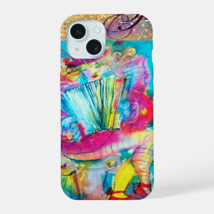 Coque iPhone 15 JOUEUR D'ACCORDÉON DANS LA NUIT Monogramme Aquare