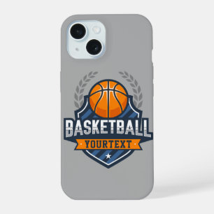 Coque iPhone 15 Joueur de basket AJOUTER LE NOM Varsity School Tea