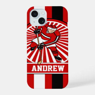 Coque iPhone 15 Joueur de hockey sur glace personnalisé