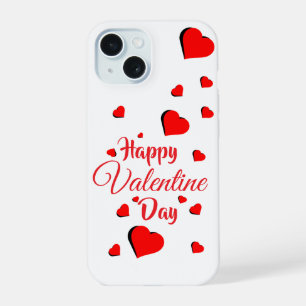 Coque iPhone 15 Joyeuse Saint-Valentin blanc