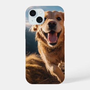 Coque iPhone 15 Joyeux Golden Retriever en cours