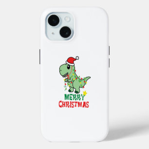 Coque iPhone 15 joyeux noël dinosaure