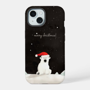 Coque iPhone 15 Joyeux Noël ours polaire !