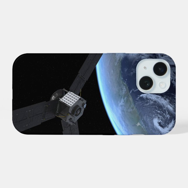 Coque iPhone 15 Juno Spacecraft Pendant Son Vol Sur Terre (Verso Horizontal)