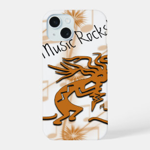 Coque iPhone 15 Kokopelli le faiseur de joie musical avec des note
