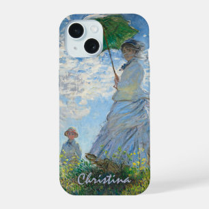 Coque iPhone 15 La Femme de Monet avec un Parasol - Personnalisabl