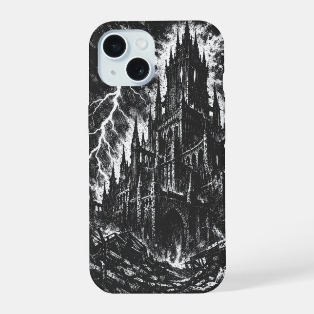 Coque iPhone 15 La Forteresse Noire par BurnsInHell (Verso)