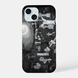 Coque iPhone 15 La nuit sur le cimetière - Angel avec Diable
