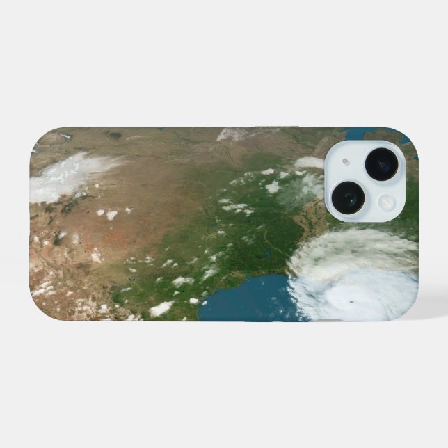 Coque iPhone 15 La Planète Panoramique Terre Et Les Etats-Unis. (Verso Horizontal)