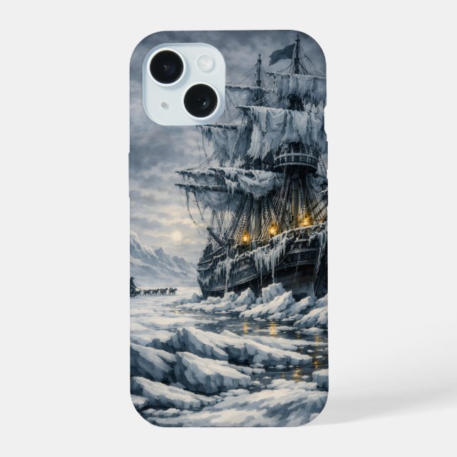 Coque iPhone 15 La poursuite arctique de Frankenstein par BurnsInH (Verso)