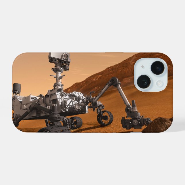 Coque iPhone 15 Laboratoire de science de Mars Curiosity Rover. (Verso Horizontal)