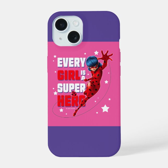 Coque iPhone 15 Ladybug Every Girl est un super héros (Verso)