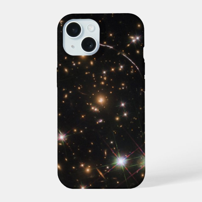Coque iPhone 15 L'Arc Sunburst Dans Un Gros Cluster Galaxy (Verso)