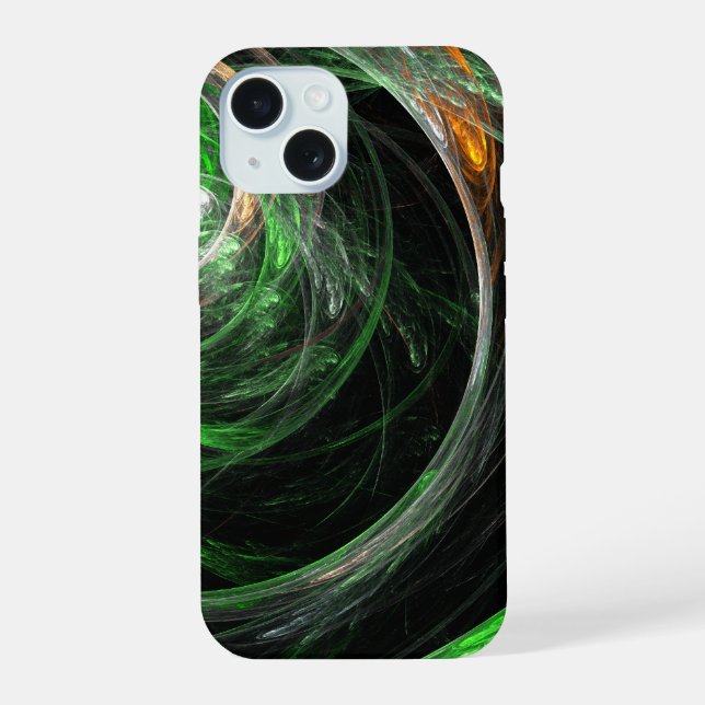 Coque iPhone 15 L'art Abstrait vert du monde entier (Verso)