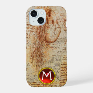 Coque iPhone 15 Le monogramme gemmé du cœur et des artères bronchi