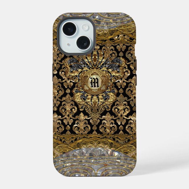 Coque iPhone 15 Le Shantesa Monogramme baroque (Verso)