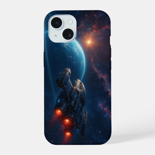 Coque iPhone 15 Le vaisseau spatial futuriste (Verso)