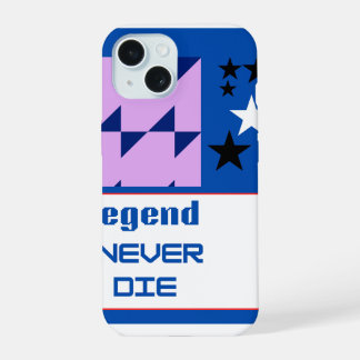 Coque iPhone 15 Légende Jamais Mourir Typographie Gras Design Moti