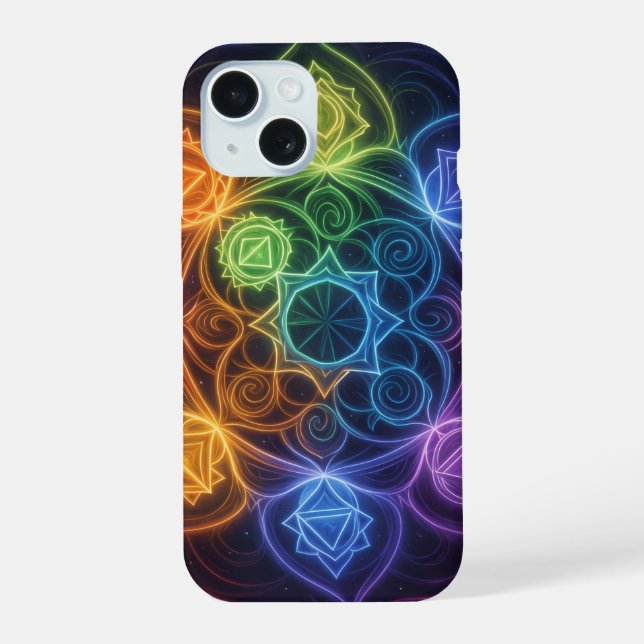 Coque iPhone 15 Les 7 chakras (Verso)