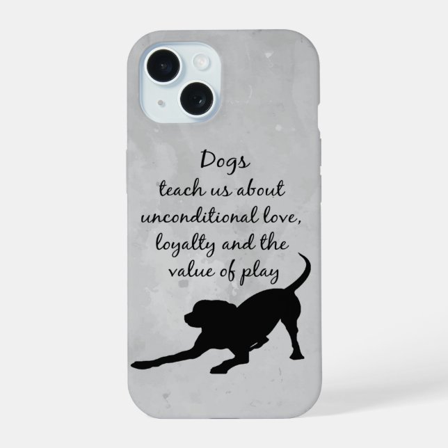 Coque iPhone 15 Les chiens nous enseignent des citations inspirant (Verso)