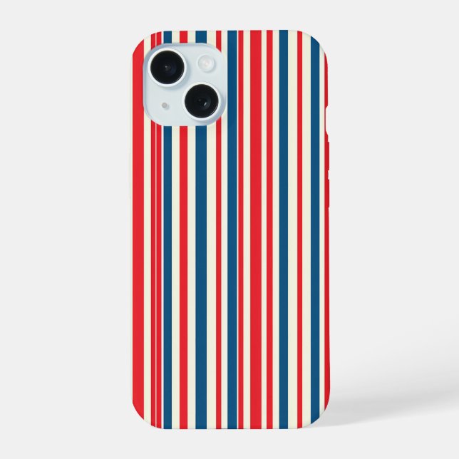 Coque iPhone 15 Les rayures patriotiques (Verso)