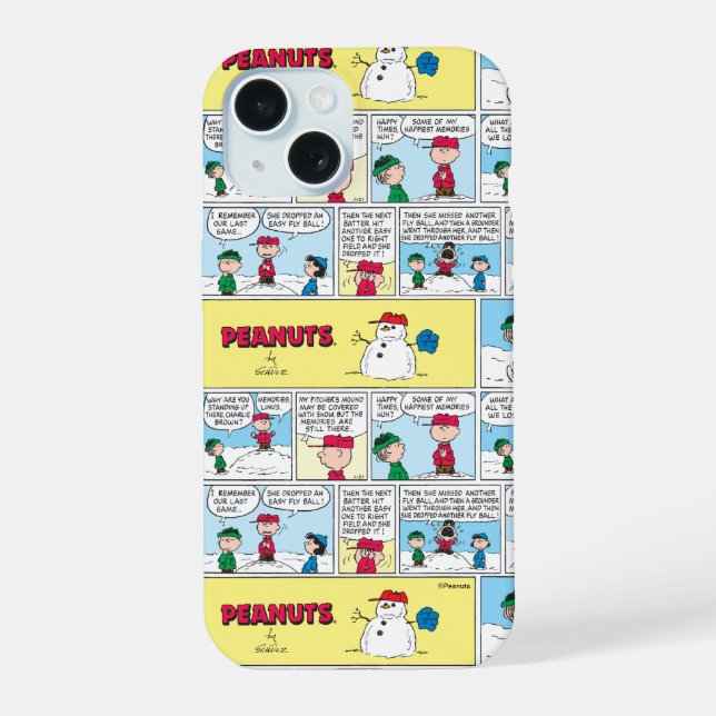 Coque iPhone 15 Les souvenirs de baseball de Charlie Brown (Verso)