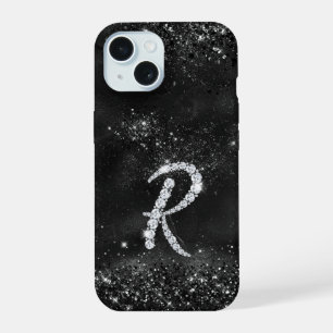 Coque iPhone 15 LETTRE HERBE STYLE CRYstal ROPIER R noir