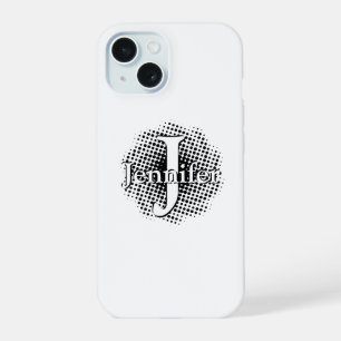 Coque iPhone 15 Lettre initiale et nom personnalisés