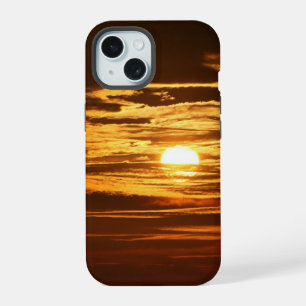 Coque iPhone 15 Lever de soleil à travers les nuages Photo