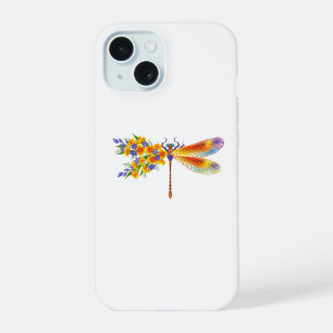 Coque iPhone 15 Libellule Fleur Jaune