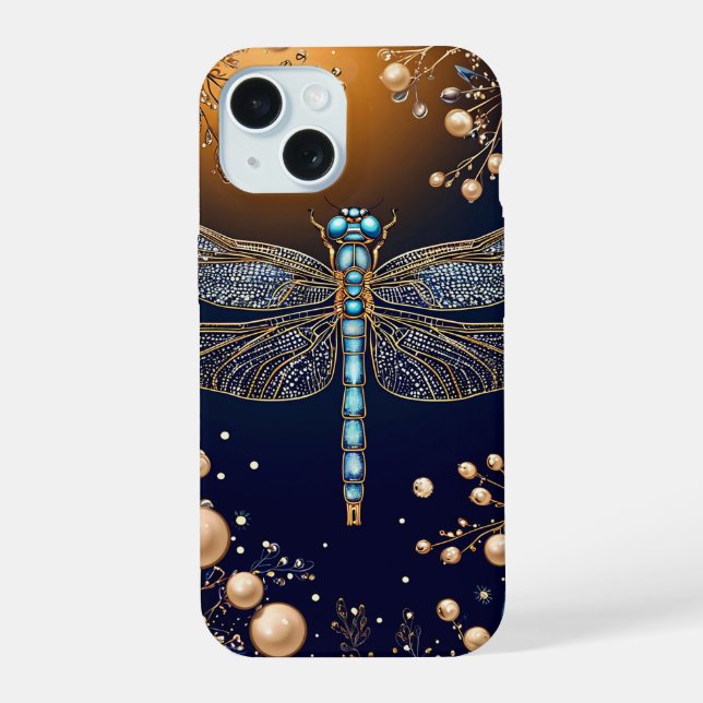 Coque iPhone 15 Libellule vibrante (Verso)
