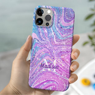 Coque iPhone 15 Licorne arc-en-ciel pailletée étui de marbre artis