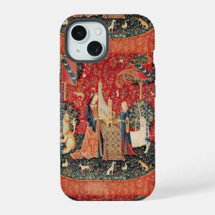 Coque iPhone 15 LICORNE ET DAME JOUANT DE L'ORGUE,ANIMAUX Rouge Ve