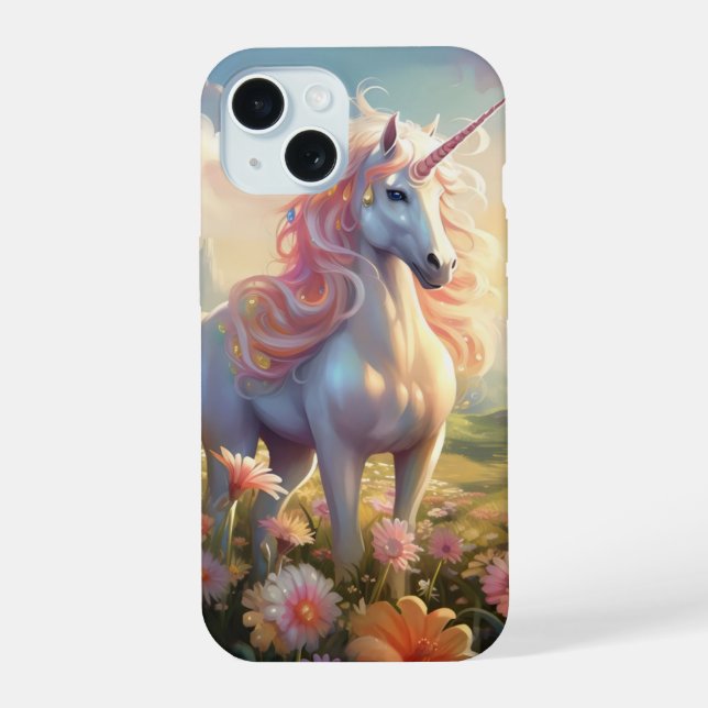 Coque iPhone 15 Licorne Rose (Verso)