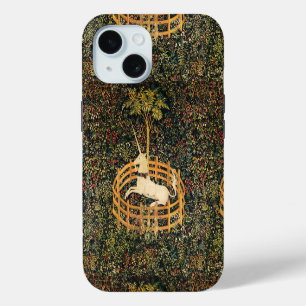 COQUE iPhone 15 LICORNES FANTASIE GOTHIQUE FLEURS, MOTIFS FLORAUX