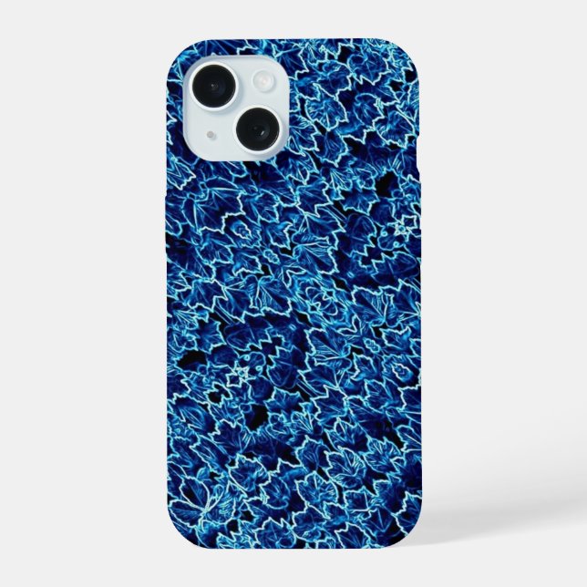 Coque iPhone 15 Lierre bleu givré (Verso)