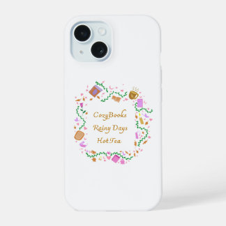 Coque iPhone 15 Livres Confortables, Journées Pluvieuses, Thé Chau