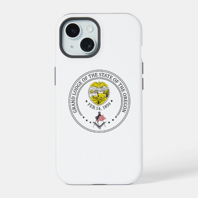 Coque iPhone 15 loge maçonnique de l'État de l'Oregon (Verso)
