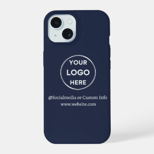Coque iPhone 15 Logo d'affaires bleu marine sur mesure