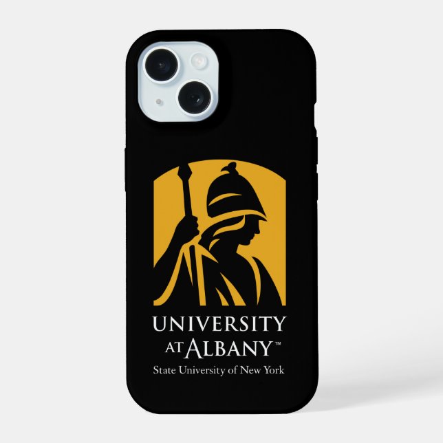 Coque iPhone 15 Logo de l'Université d'Albany (Verso)