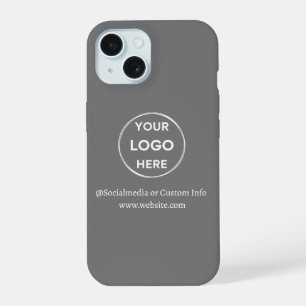 Coque iPhone 15 Logo d'entreprise gris personnalisé